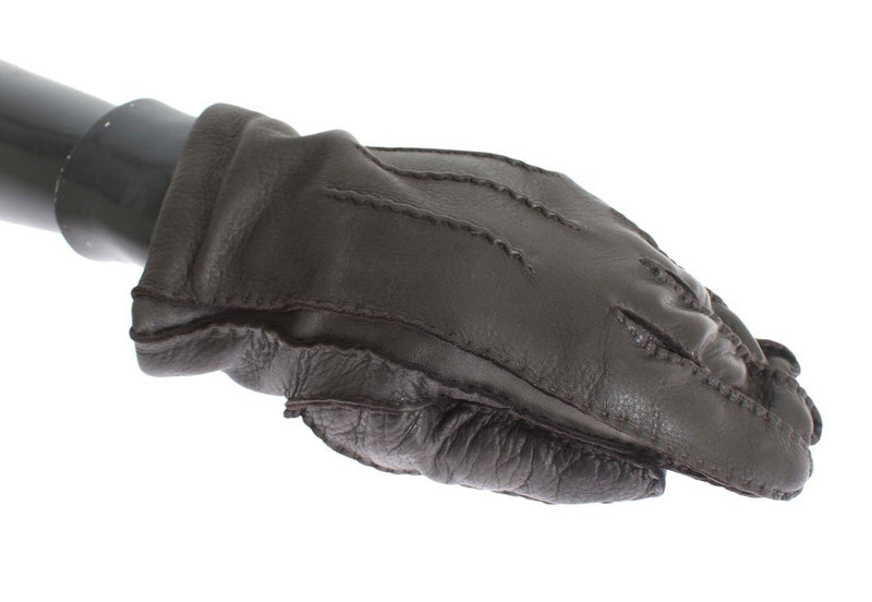 Gray Leather Cashmere Gloves