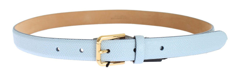 Blue Leather Dauphine Gold Buckle Belt