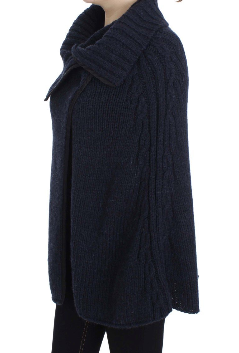 Blue Knitted Oversize Cape Sweater