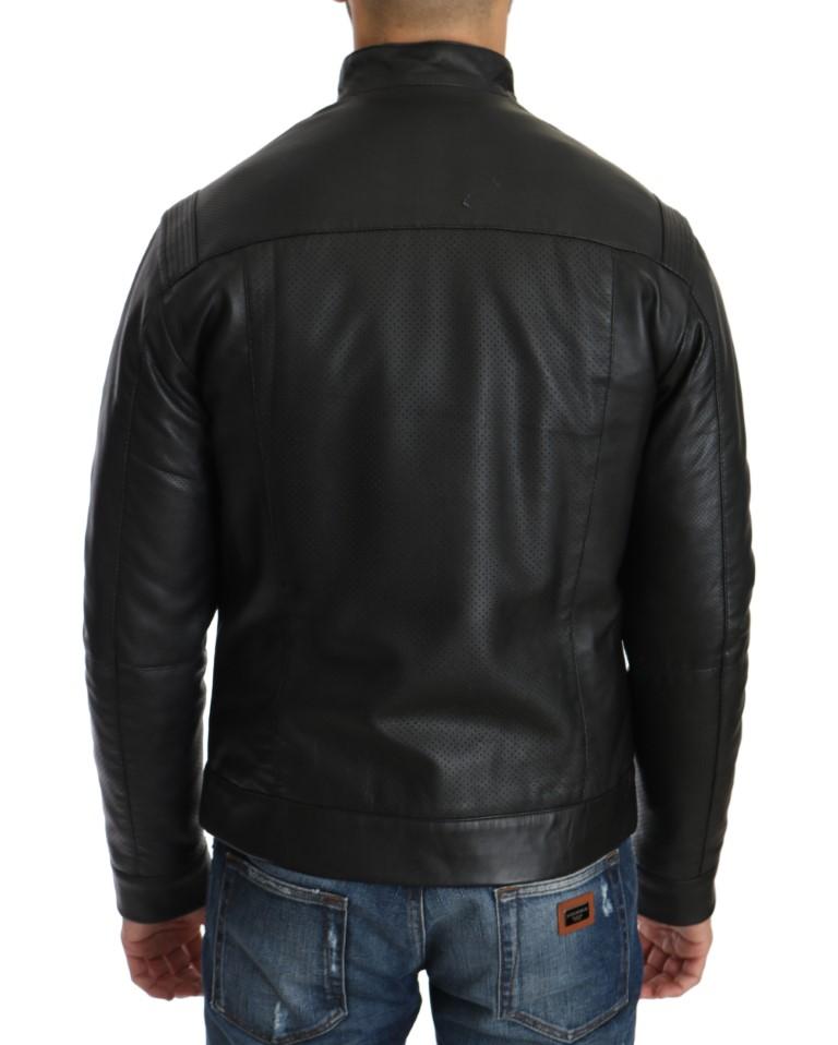 Black Leather Biker Motorcycle Jacket