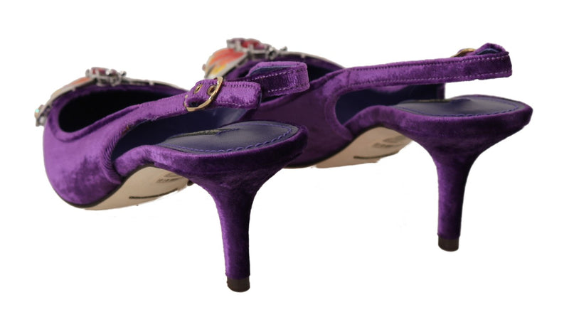 Purple Velvet Crystal Butterfly Heels