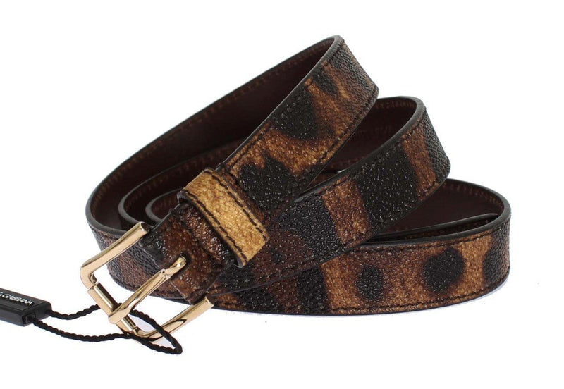 Brown Leopard Print Gold Buckle Belt