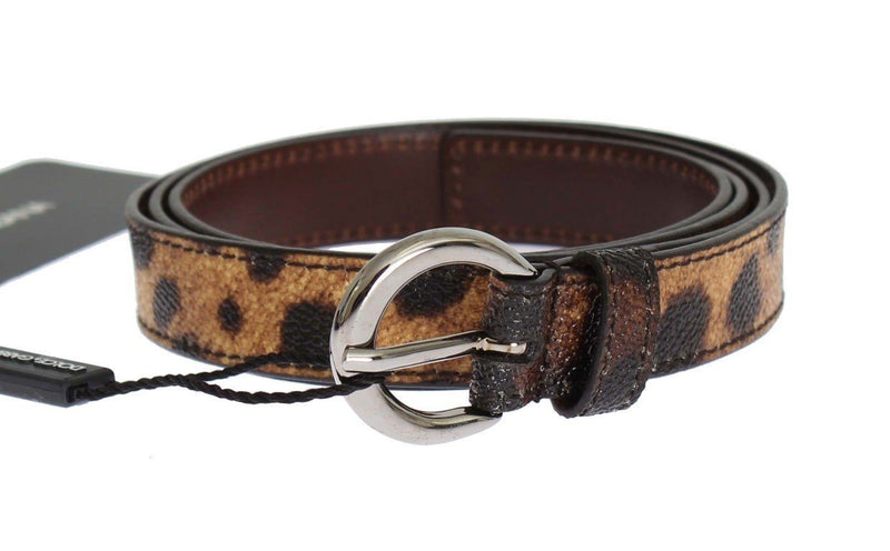 Brown Leopard Print Silver Buckle Belt