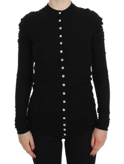 Black Wool Long Sleeve Cardigan Sweater