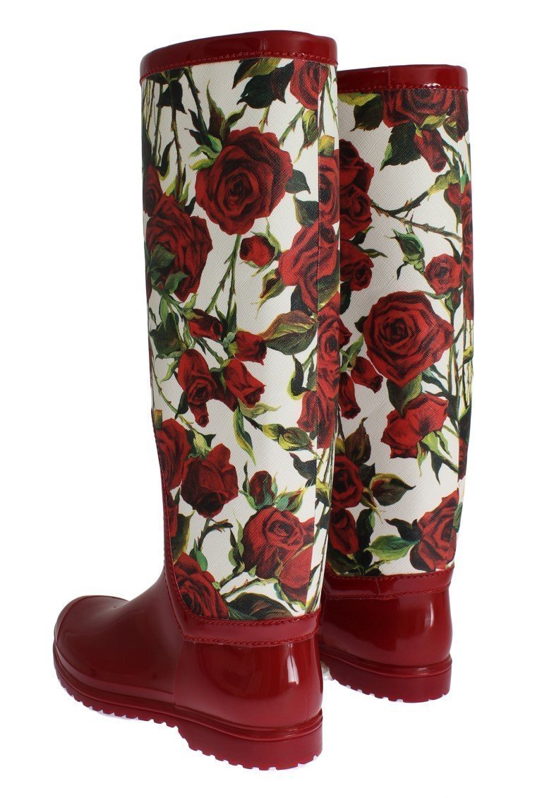 Red Roses Women's Designer Rubber Rain Boots