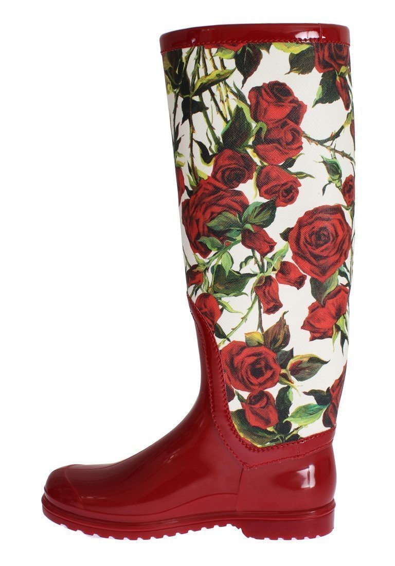 Red Roses Women's Designer Rubber Rain Boots