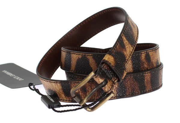Brown Leopard Print Gold Buckle Belt
