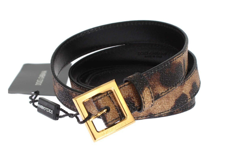 Brown Leopard Print Gold Buckle Belt