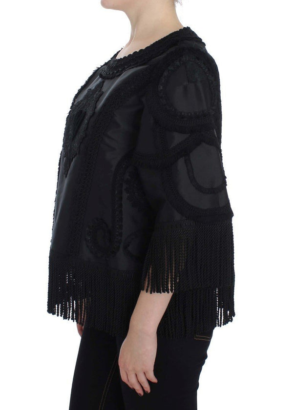 Black Torero Heart Fringes Blouse
