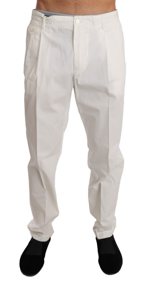 White Cotton Casual Trousers Pants