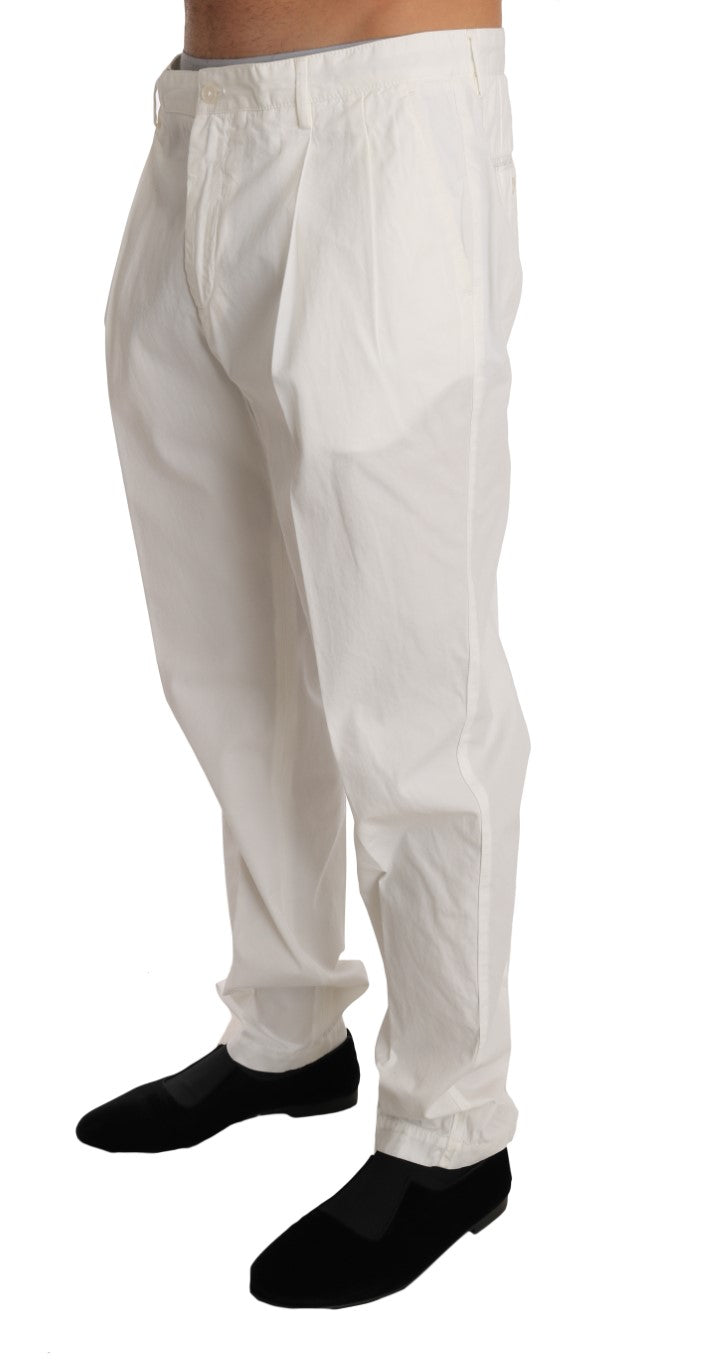 White Cotton Casual Trousers Pants