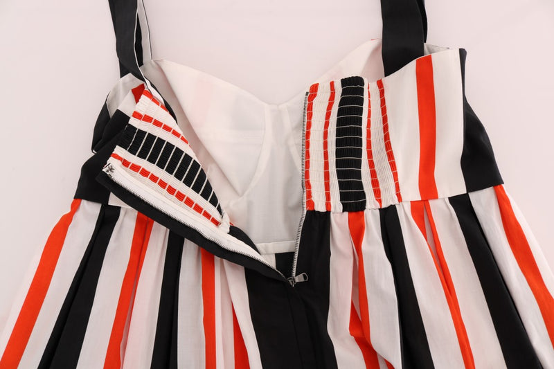 Multicolored Striped Cotton A-Line Dress