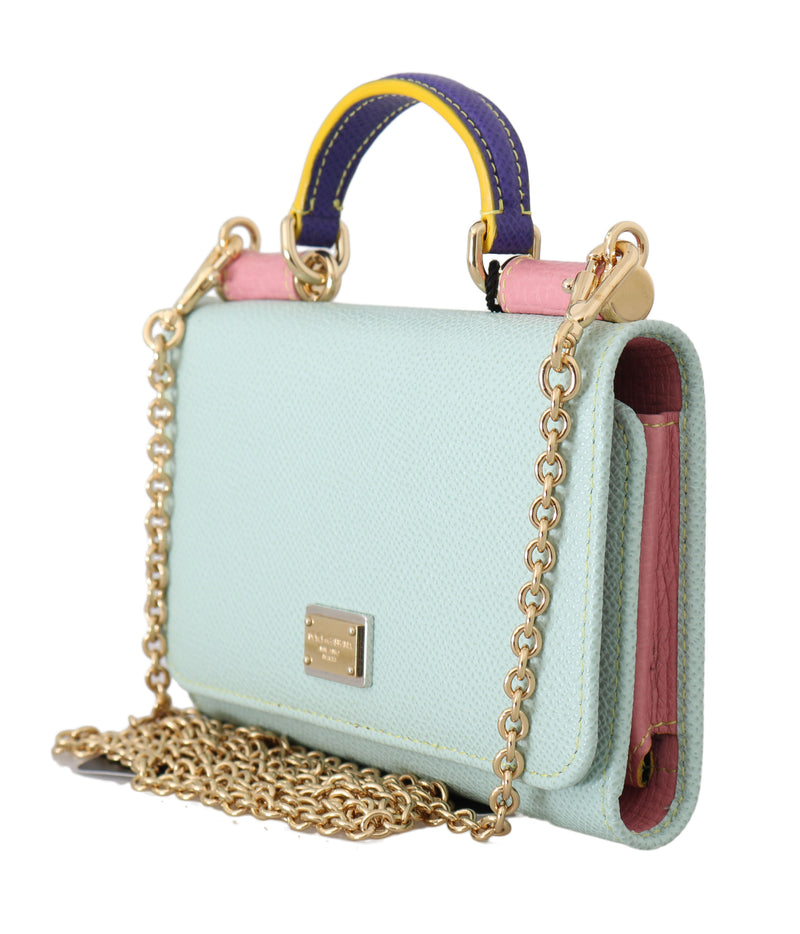 Sicily VON Blue Pink Leather Hand Borse Purse