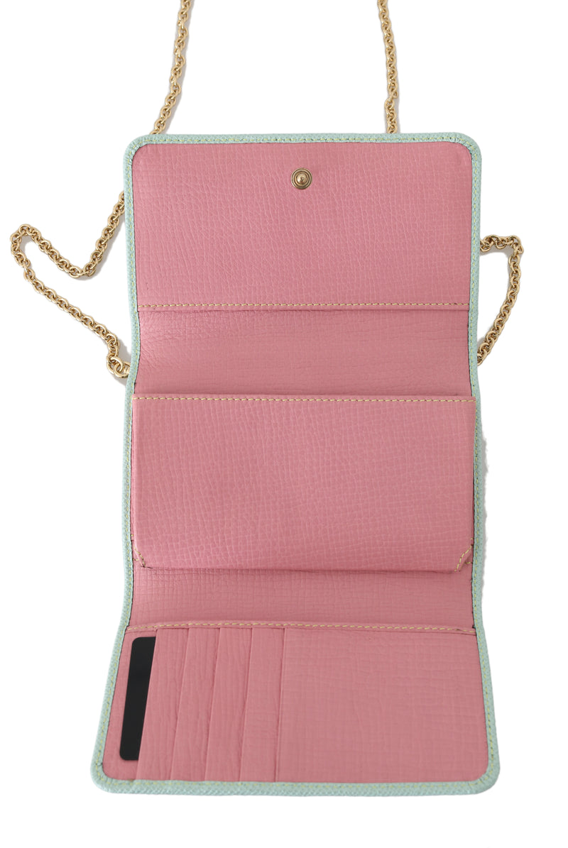 Sicily VON Blue Pink Leather Hand Borse Purse