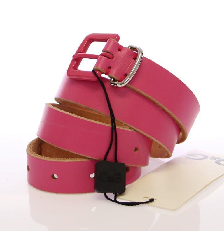 Pink Leather Logo Belt
