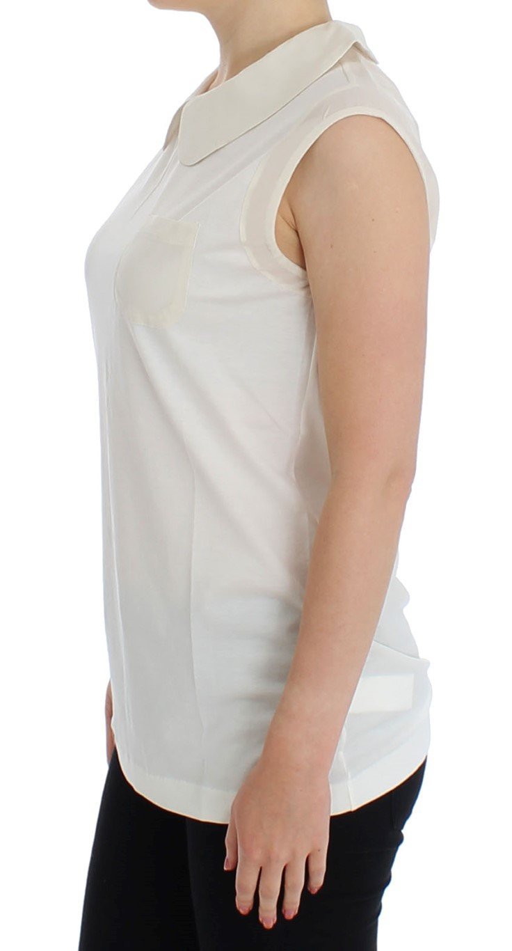 White cotton collar tank top