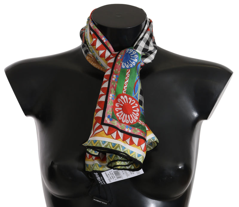 Multicolor Sicily Silk Square Foulard Scarf