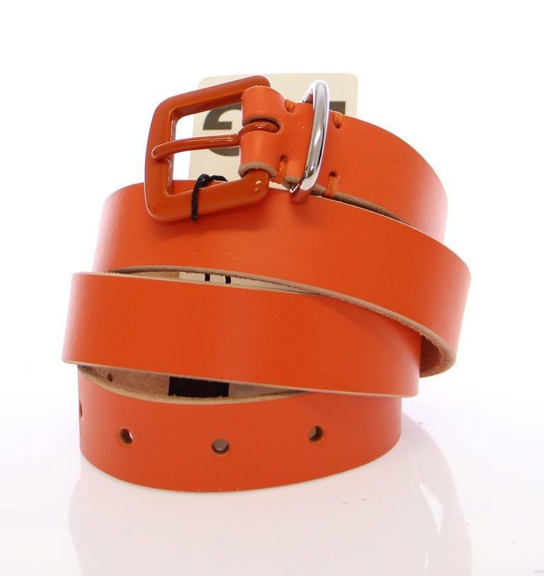 Orange Leather Logo Belt