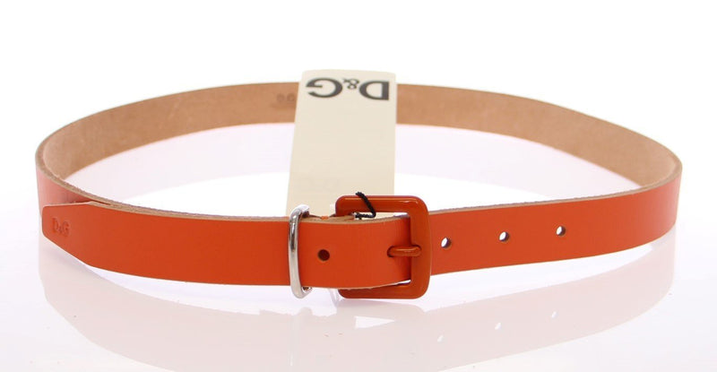 Orange Leather Logo Belt