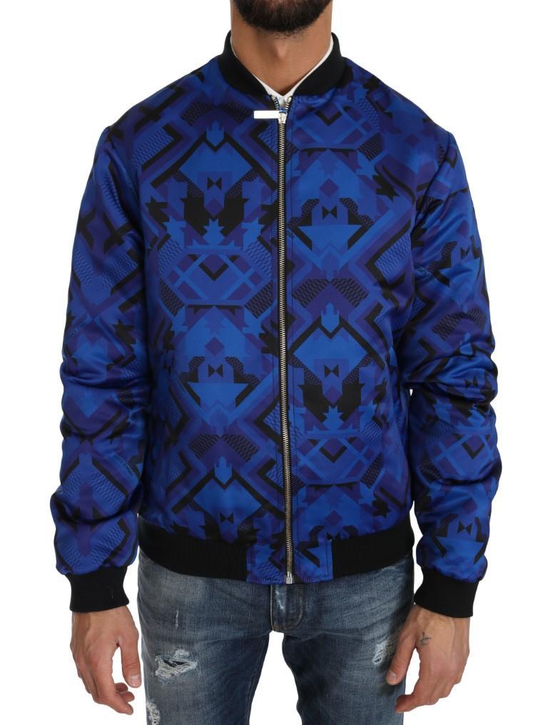 Bomber Black Blue Duchesse Print Jacket