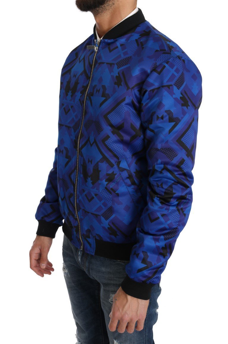 Bomber Black Blue Duchesse Print Jacket