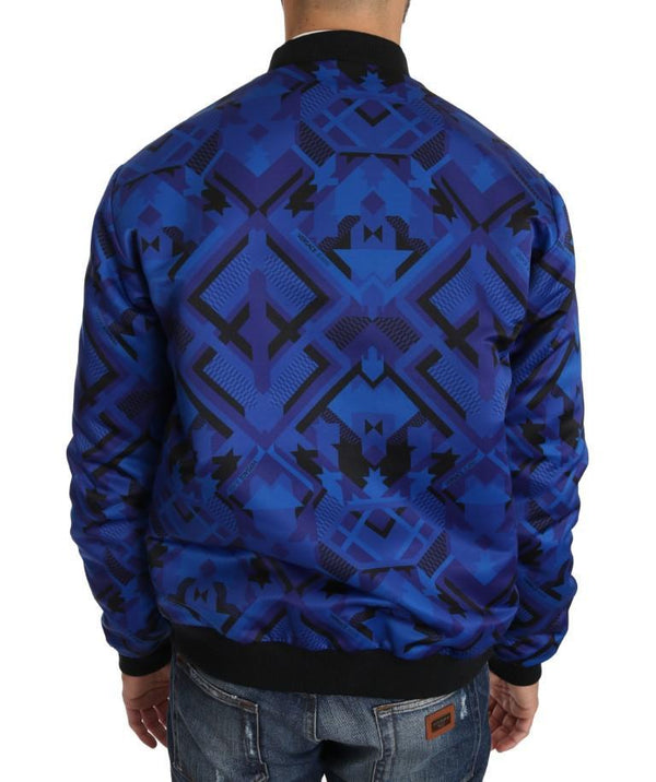 Bomber Black Blue Duchesse Print Jacket