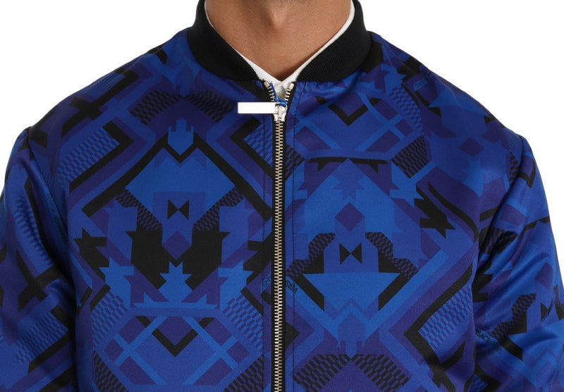 Bomber Black Blue Duchesse Print Jacket