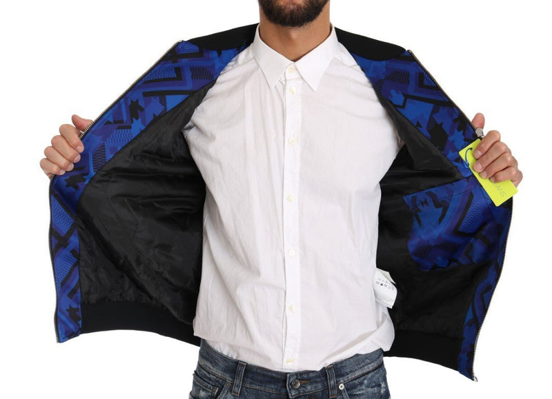 Bomber Black Blue Duchesse Print Jacket