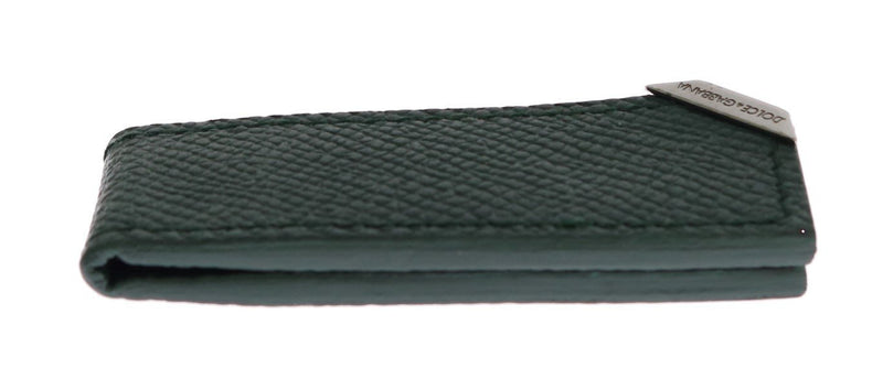 Green Leather Magnet Money Clip