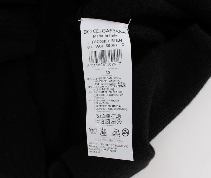Black Cashmere Blend Ruffled Cardigan Sweater