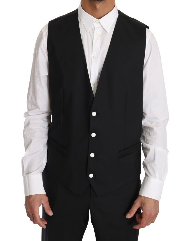Black Wool MARTINI 3 Piece Slim Suit