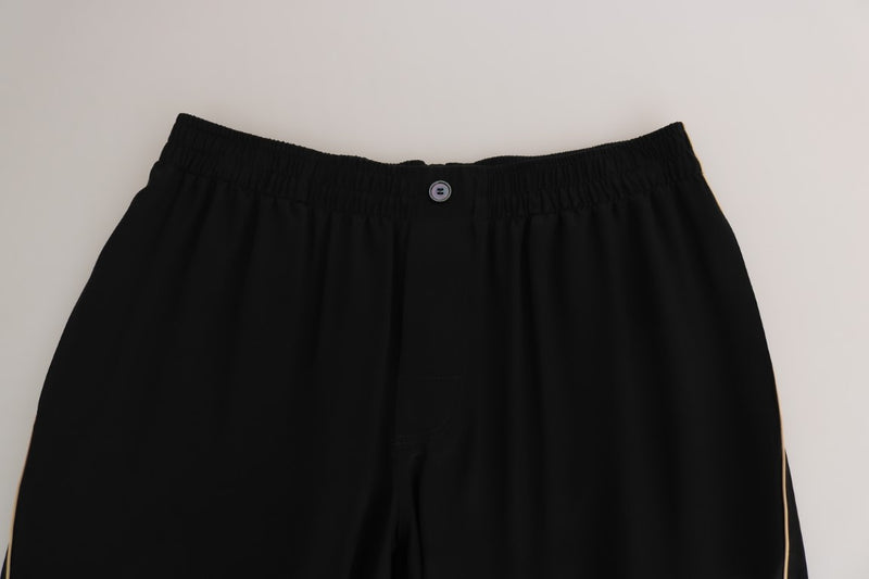 Lounge Solid Black Silk Sleepwear Pajama Pants