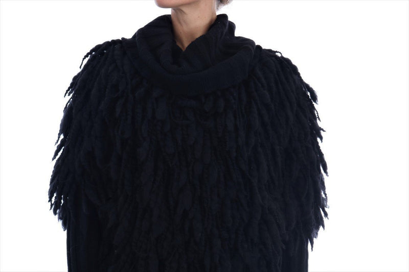 Black Fringes Wool Pullover Sweater