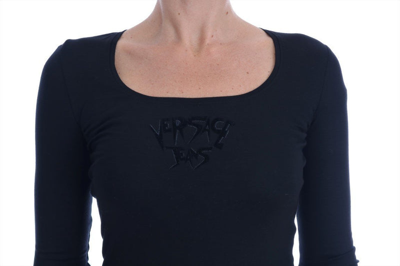 Black Logo Flock Stretch Sweater