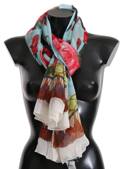 Multicolor Roses Floral Silk Scarf