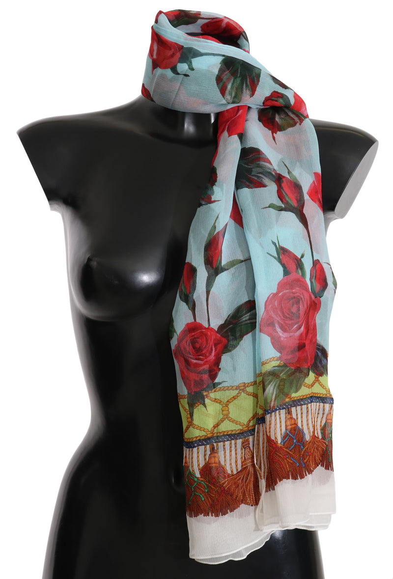 Multicolor Roses Floral Silk Scarf