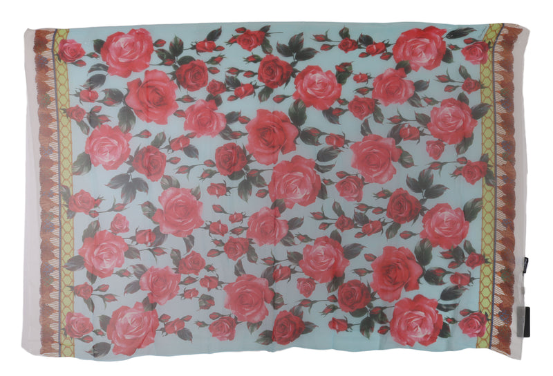 Multicolor Roses Floral Silk Scarf