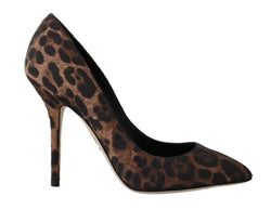 Brown Brocade Leopard Heels Pumps