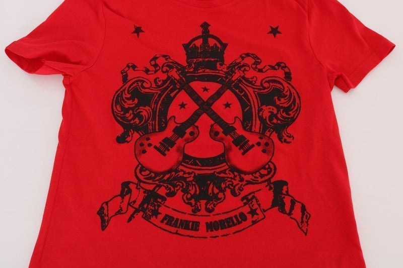 Red Cotton Guitar Crewneck T-Shirt