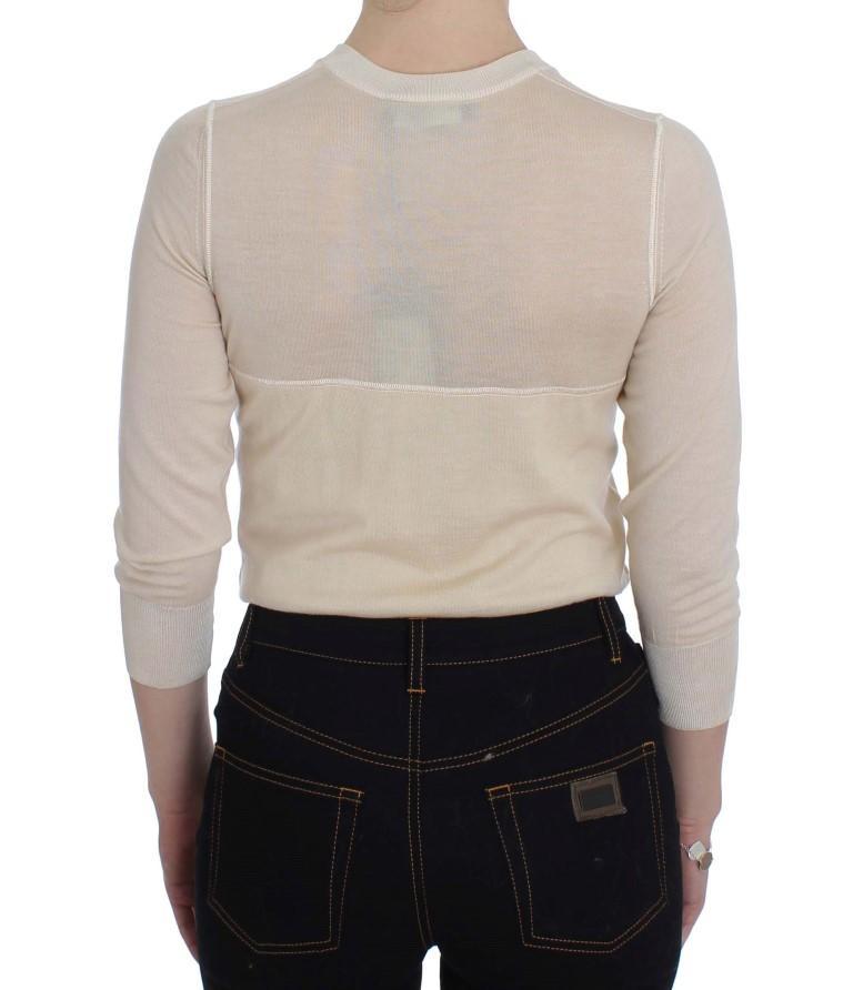 Beige Cashmere Silk Cardigan Sweater