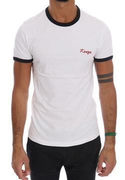 White Stretch Mens Crewneck T-Shirt