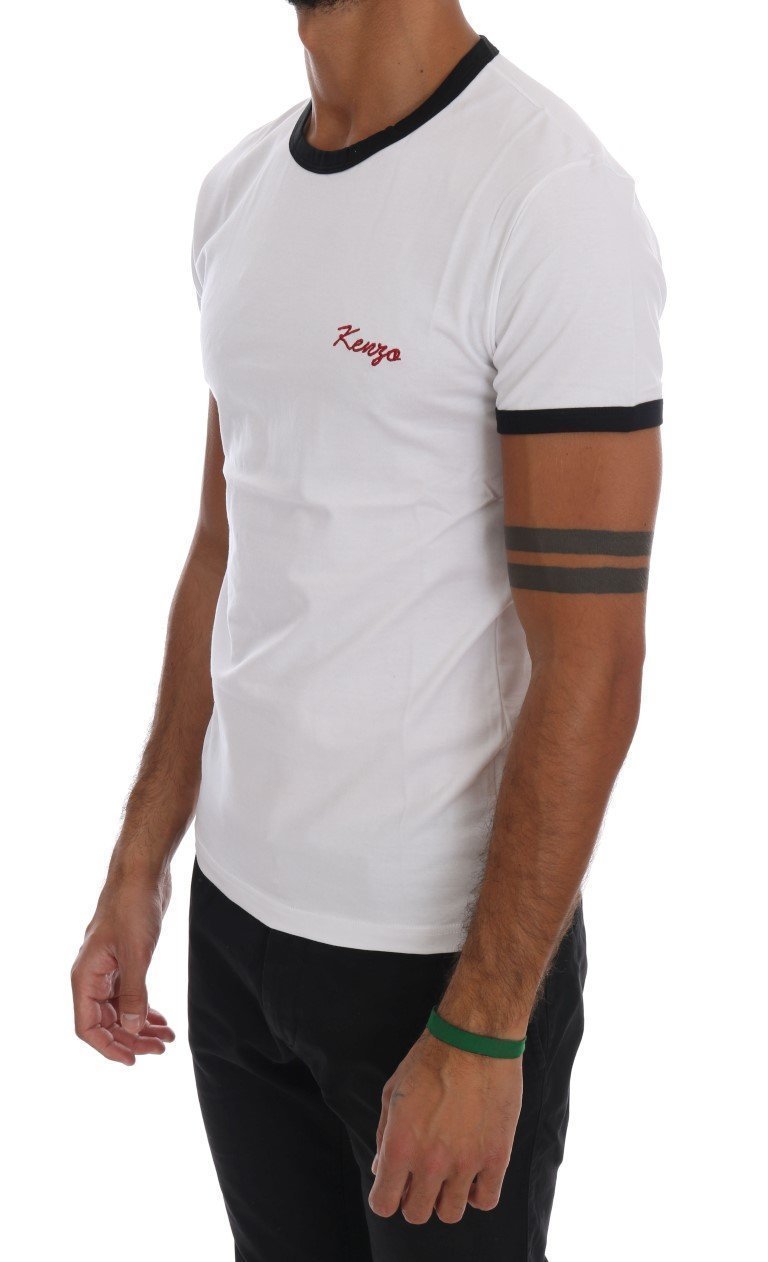 White Stretch Mens Crewneck T-Shirt