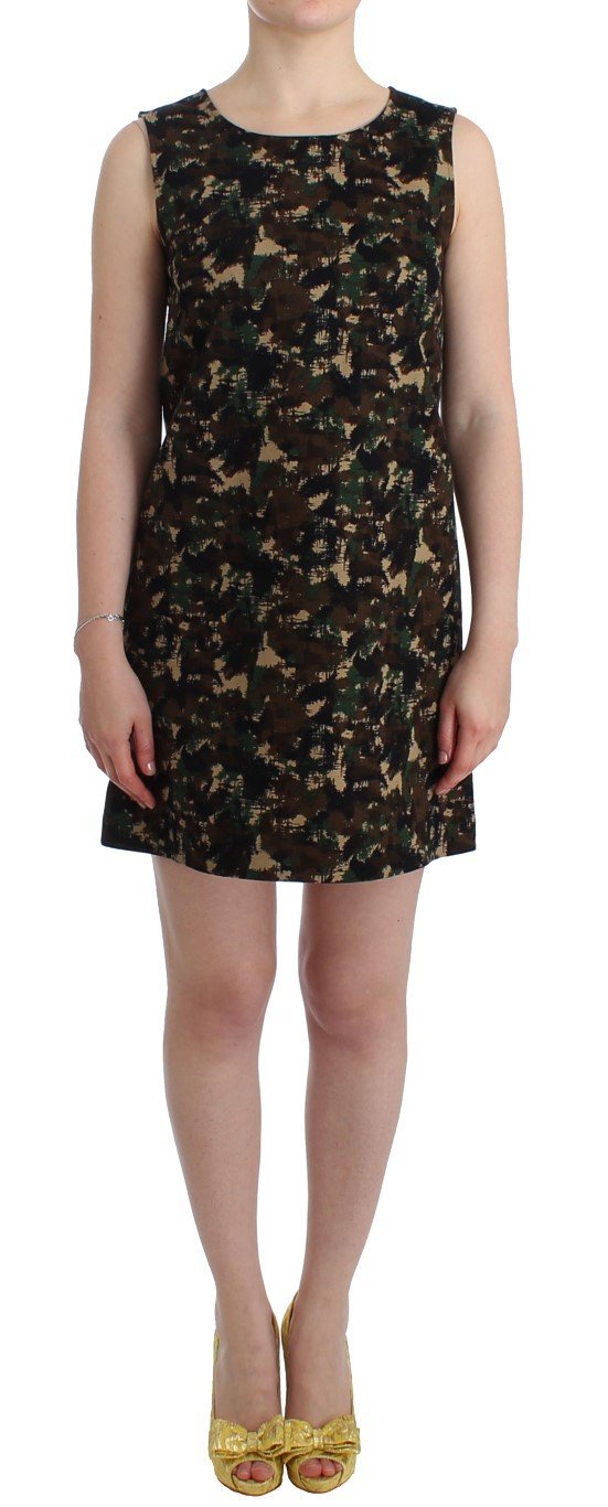 Green camouflage mini shift dress