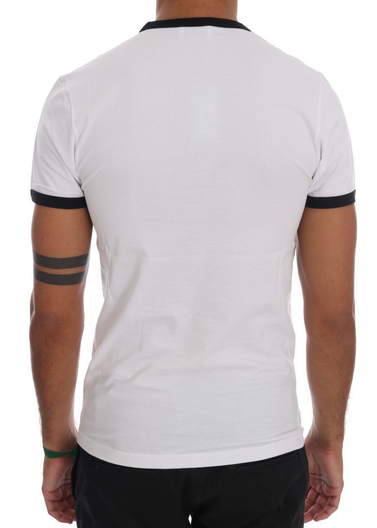 White Stretch Mens Crewneck T-Shirt