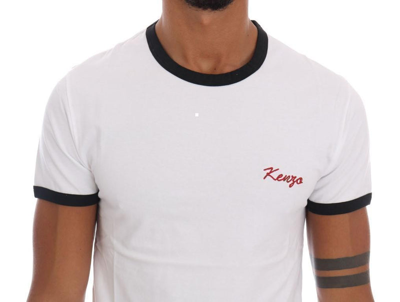 White Stretch Mens Crewneck T-Shirt