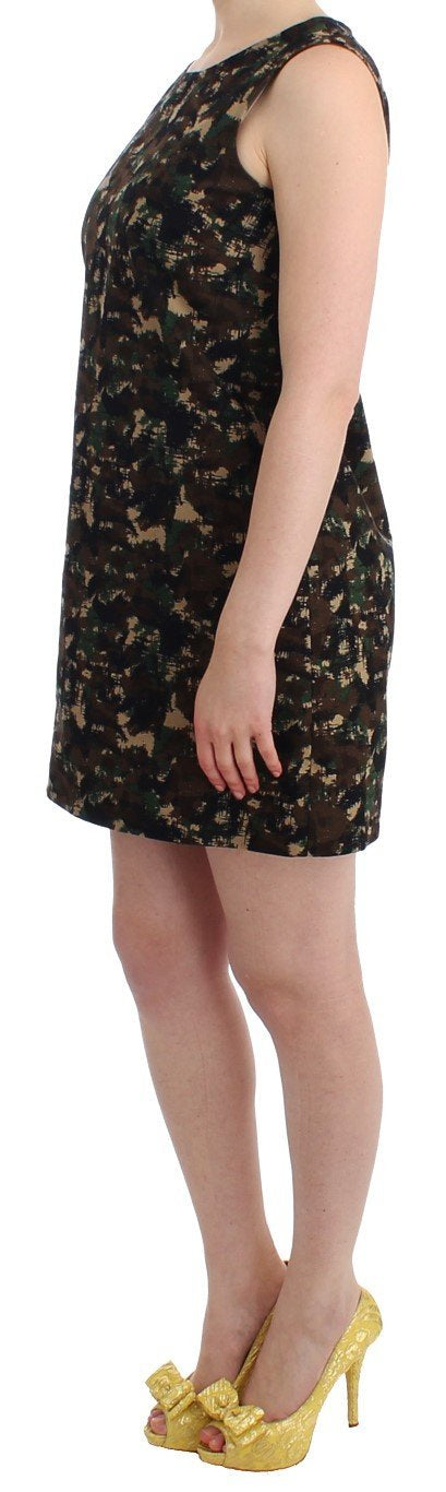 Green camouflage mini shift dress