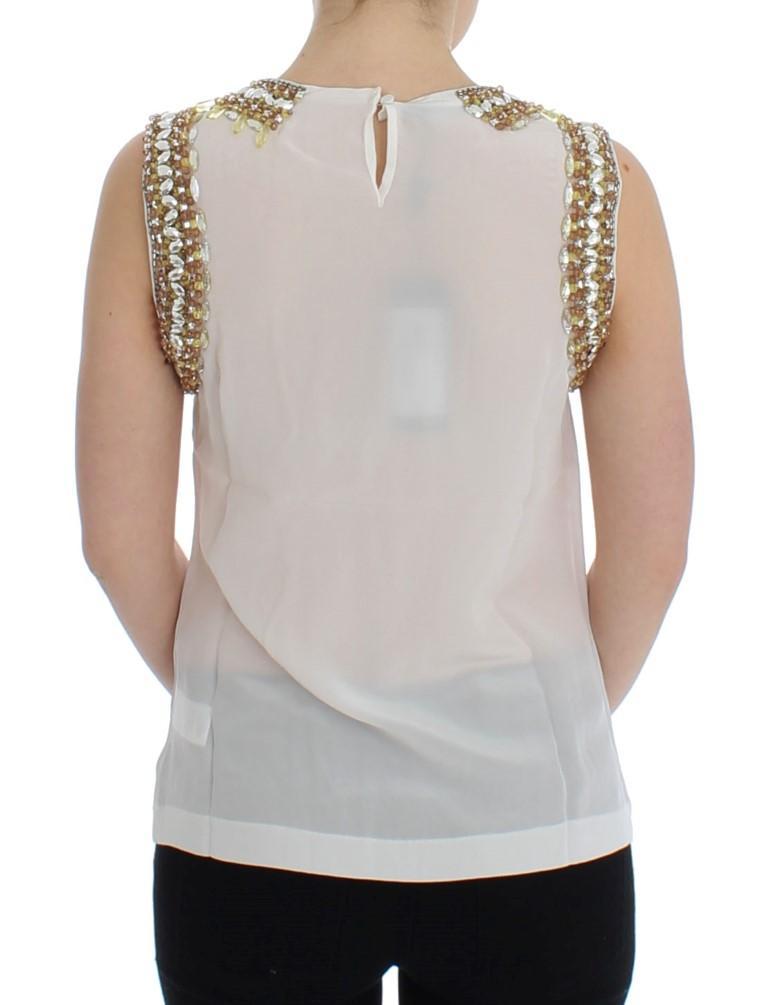 White crystal embellished tank top