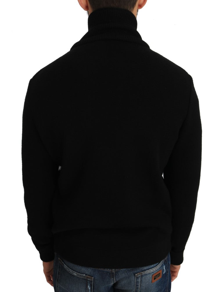 Black Leather Cotton Zipper Coat Jacket