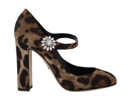 Leopard Cady Silk Crystal Mary Janes