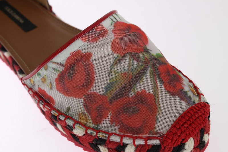 Floral Leather Espadrilles Sandals
